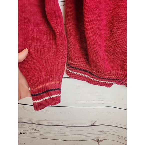 Heirloom Collectibles Red Nordic Full Zip Mock Neck Sweater Women's Size Small - Picture 7 of 9